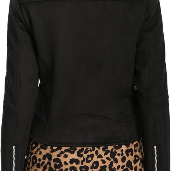 S P Y M Faux Suede Moto Cropped Jacket Coat - Picture 5 of 6